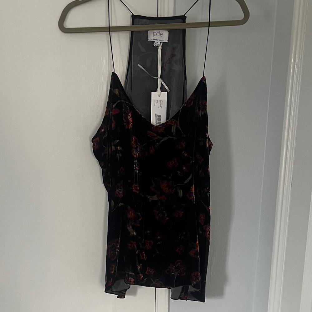Johnny Was Black Camisole with Red Floral Design